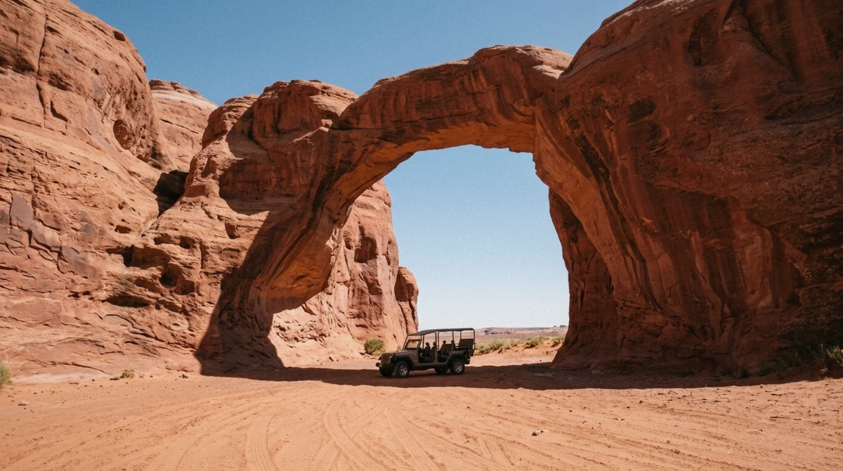 A sandstone arch in the Monument Valley backcountry, reachable only on a guided photo tour, Navajo Tribal Park